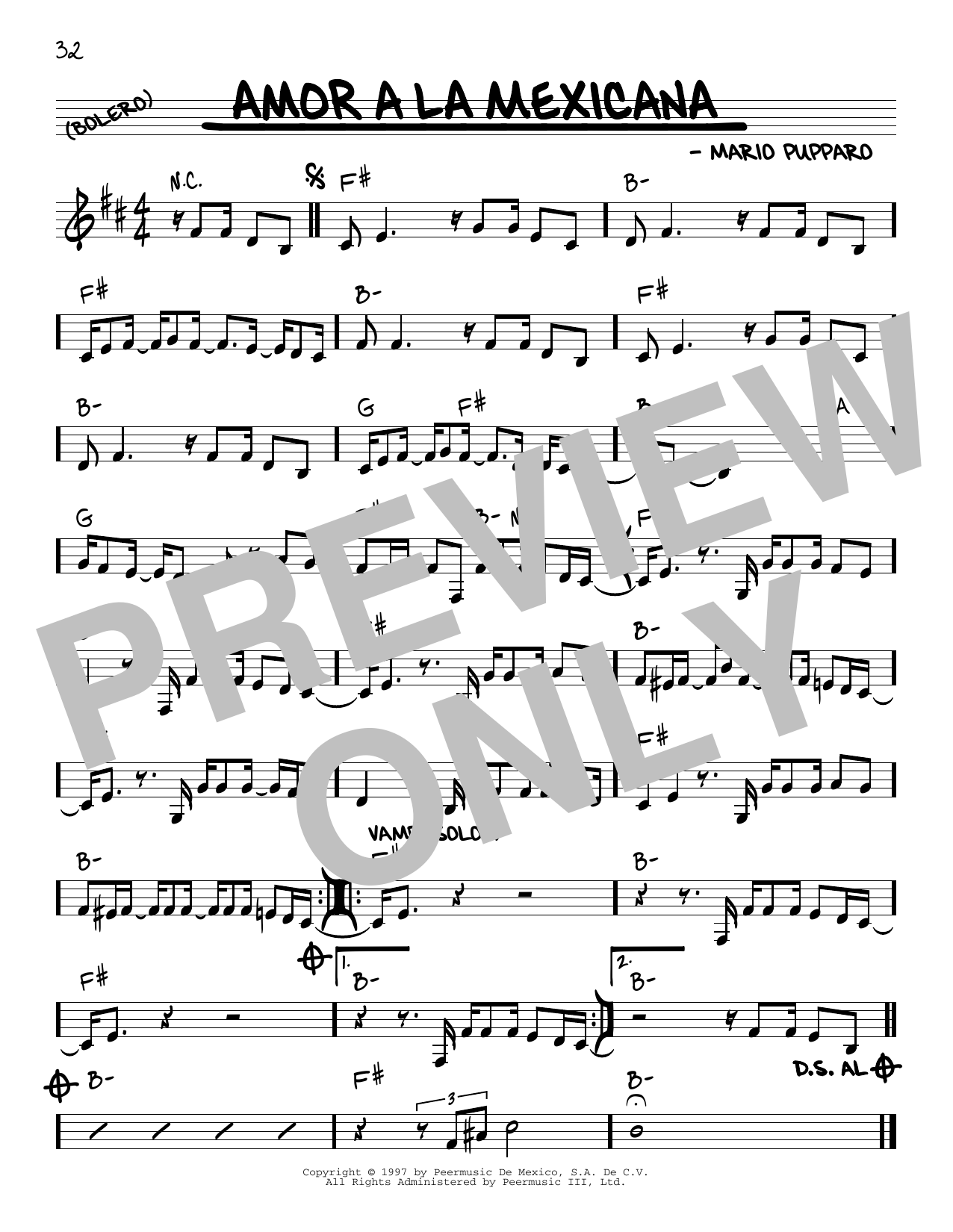 Learn to play Mario Pupparo Amor A La Mexicana sheet music for Real Book – Melody & Chords in minutes. Mario Pupparo Amor A La Mexicana sheet music preview music notes and score for Real Book – Melody & Chords including 1 page(s)
