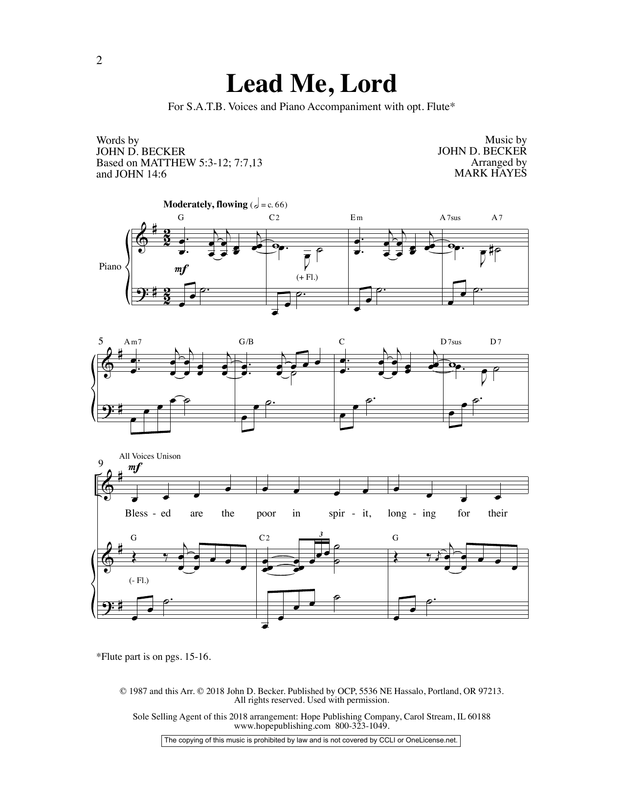 Mark Hayes Lead Me, Lord sheet music, chords, lyrics - Printable PDF for Choir
