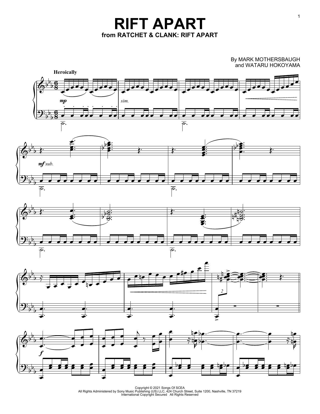 Mark Mothersbaugh Rift Apart (from Ratchet & Clank: Rift Apart) sheet music, chords, lyrics - Printable PDF for Easy Piano Solo
