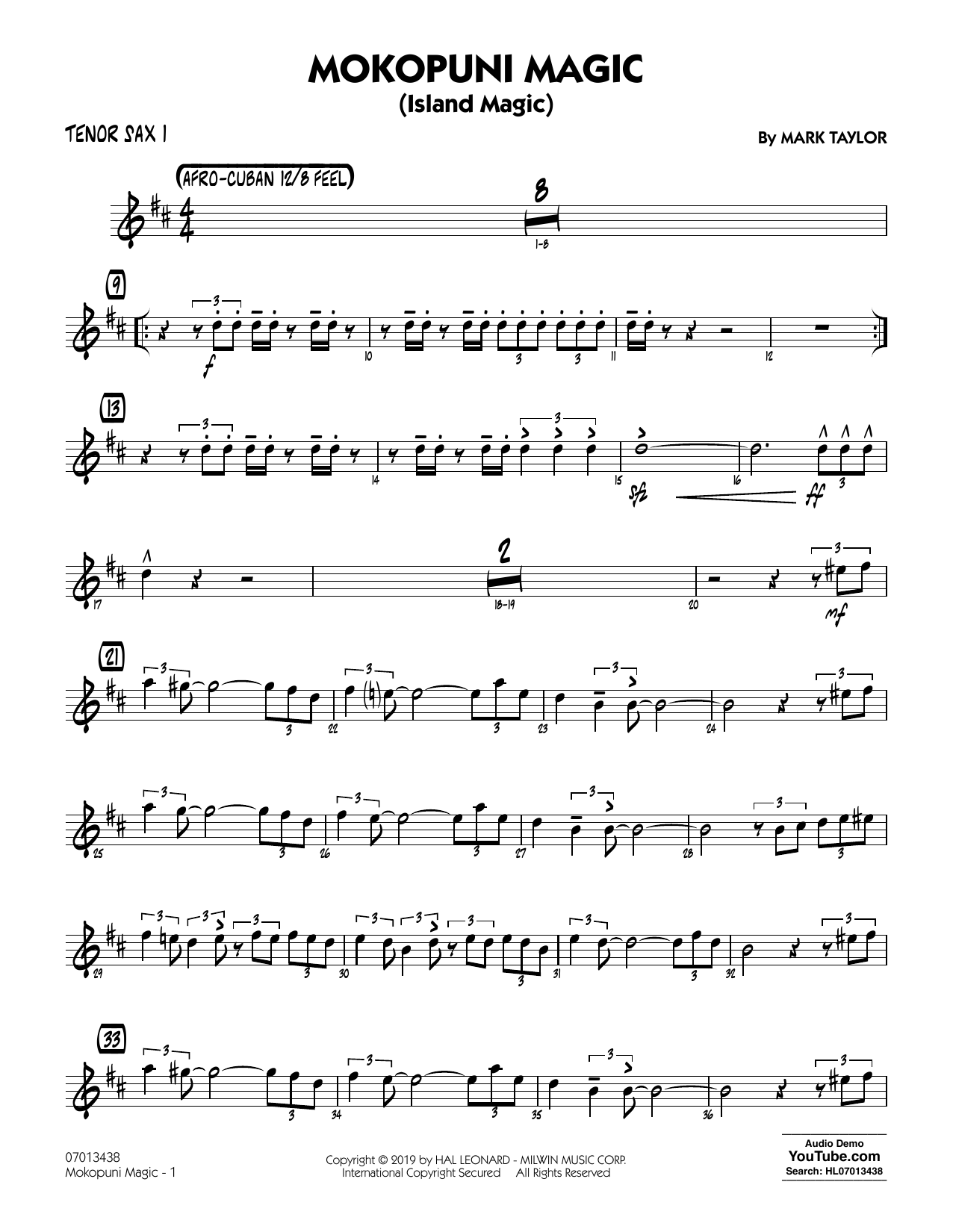 Mark Taylor Mokopuni Magic (Island Magic) - Tenor Sax 1 sheet music, chords, lyrics - Printable PDF for Jazz Ensemble