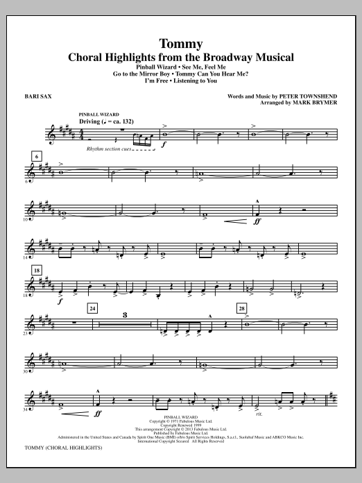 Learn to play Mark Brymer Tommy - Baritone Sax sheet music for Choir Instrumental Pak in minutes. Mark Brymer Tommy - Baritone Sax sheet music notes and chords