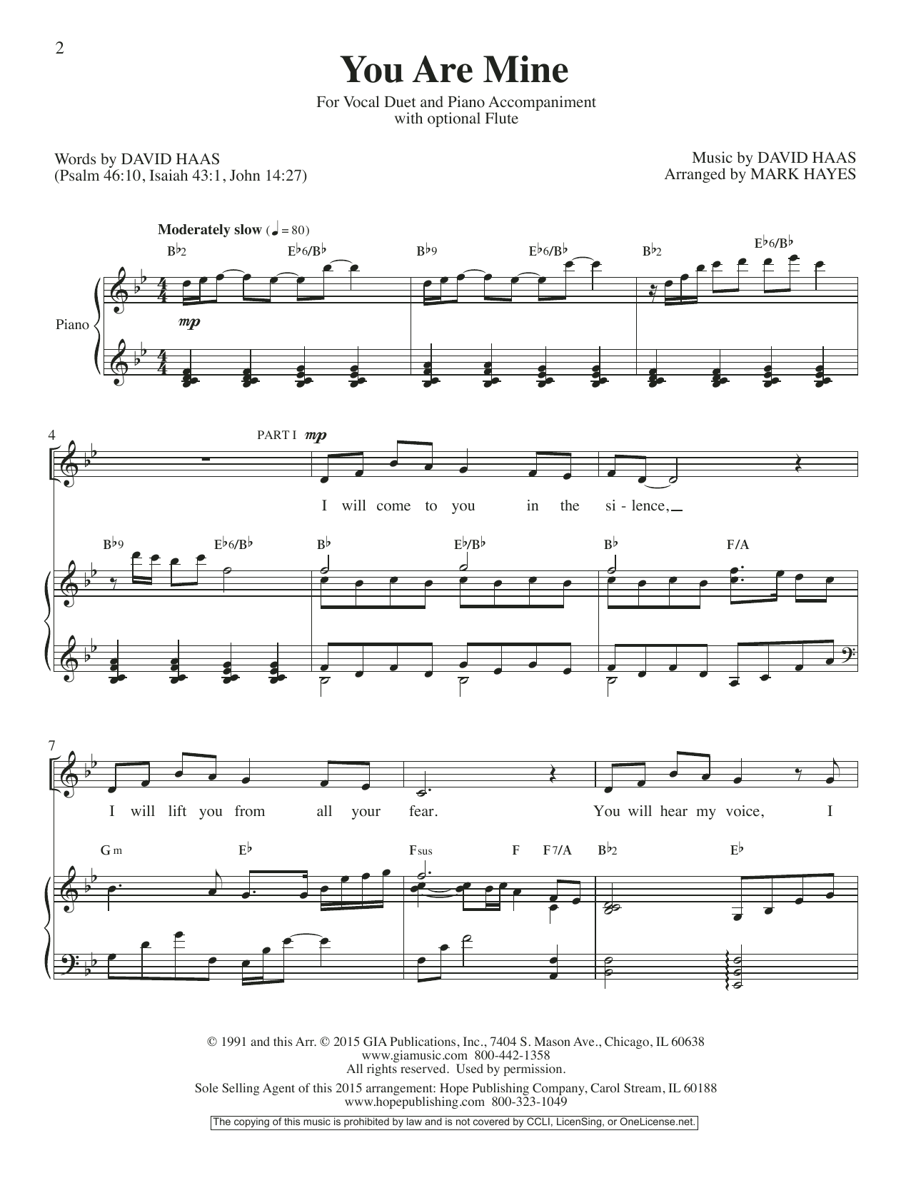 Learn to play Mark Hayes You Are Mine sheet music for SSA Choir in minutes. Mark Hayes You Are Mine sheet music preview music notes and score for SSA Choir including 13 page(s)