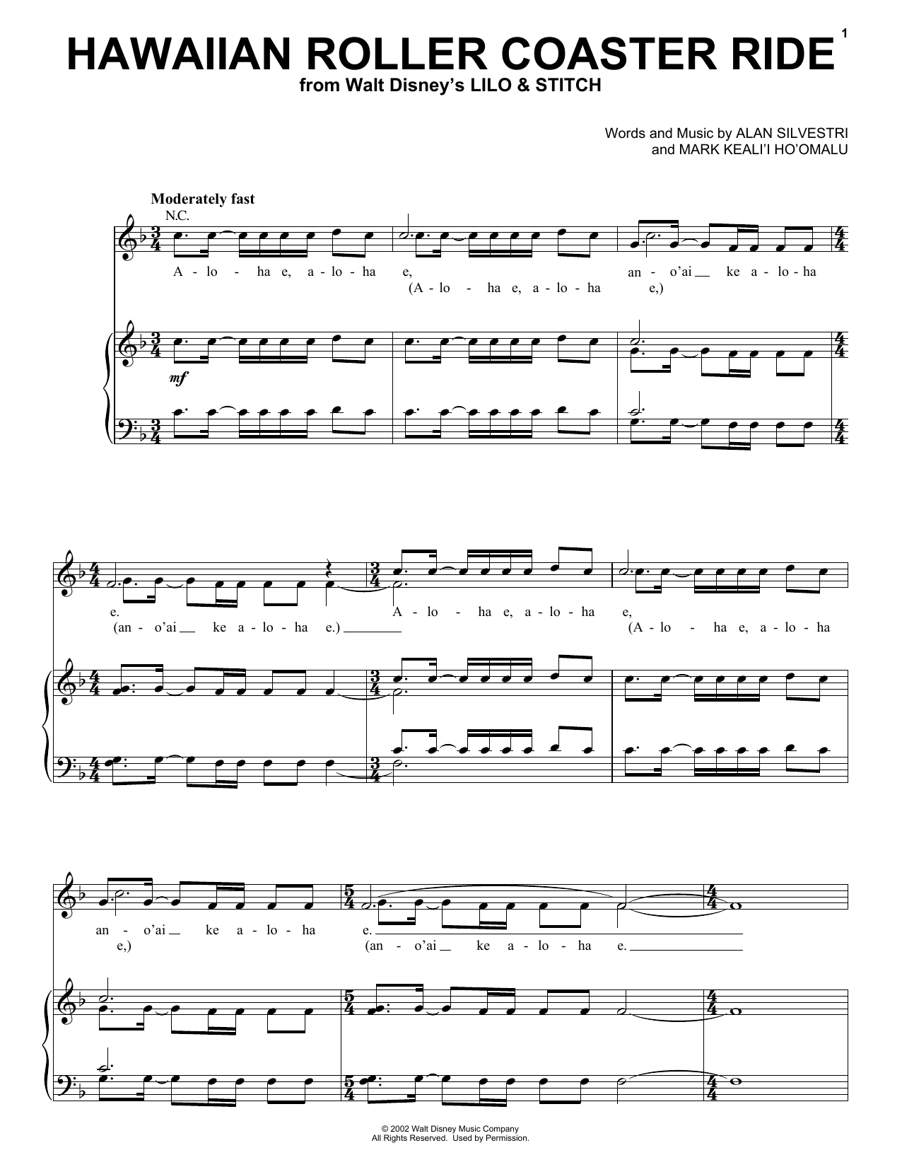 Learn to play Alan Silvestri Hawaiian Roller Coaster Ride sheet music for Piano (Big Notes) in minutes. Alan Silvestri Hawaiian Roller Coaster Ride sheet music preview music notes and score for Piano (Big Notes) including 8 page(s)