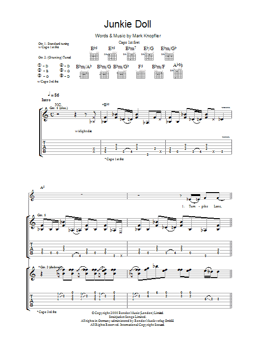 Learn to play Mark Knopfler Junkie Doll sheet music for Guitar Tab in minutes. Mark Knopfler Junkie Doll sheet music preview music notes and score for Guitar Tab including 11 page(s)
