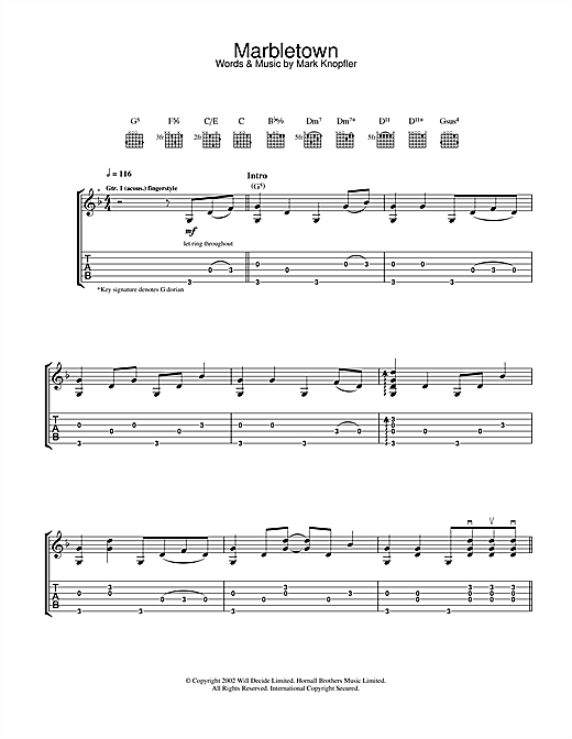Learn to play Mark Knopfler Marbletown sheet music for Guitar Tab in minutes. Mark Knopfler Marbletown sheet music notes and chords