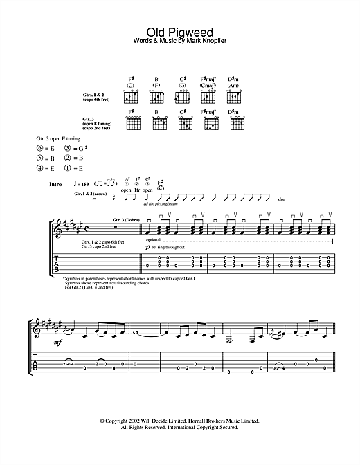 Learn to play Mark Knopfler Old Pigweed sheet music for Guitar Tab in minutes. Mark Knopfler Old Pigweed sheet music notes and chords
