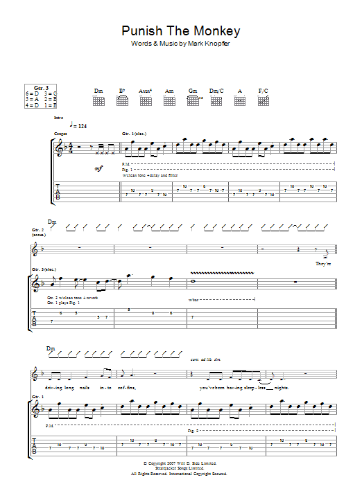 Learn to play Mark Knopfler Punish The Monkey sheet music for Guitar Tab in minutes. Mark Knopfler Punish The Monkey sheet music preview music notes and score for Guitar Tab including 11 page(s)