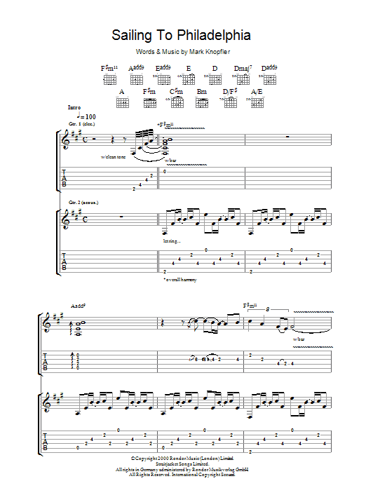 Learn to play Mark Knopfler Sailing To Philadelphia sheet music for Guitar Tab in minutes. Mark Knopfler Sailing To Philadelphia sheet music preview music notes and score for Guitar Tab including 11 page(s)