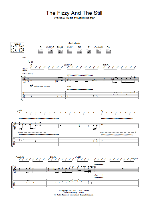 Learn to play Mark Knopfler The Fizzy And The Still sheet music for Guitar Tab in minutes. Mark Knopfler The Fizzy And The Still sheet music preview music notes and score for Guitar Tab including 5 page(s)