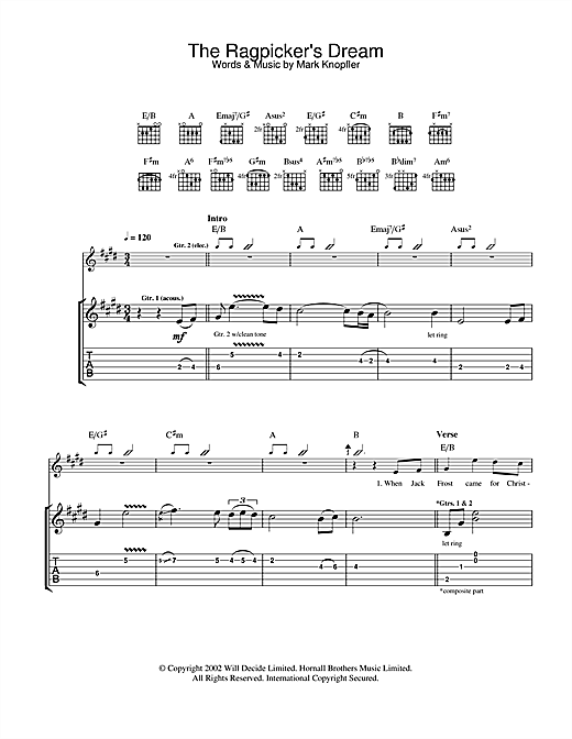 Learn to play Mark Knopfler The Ragpicker's Dream sheet music for Guitar Tab in minutes. Mark Knopfler The Ragpicker's Dream sheet music notes and chords