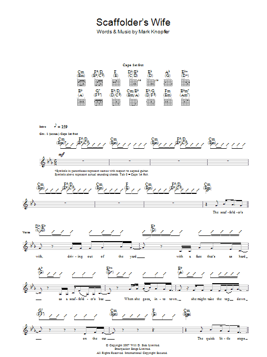 Learn to play Mark Knopfler The Scaffolder's Wife sheet music for Guitar Tab in minutes. Mark Knopfler The Scaffolder's Wife sheet music preview music notes and score for Guitar Tab including 6 page(s)