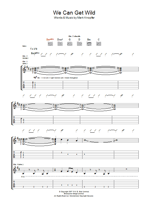 Learn to play Mark Knopfler We Can Get Wild sheet music for Guitar Tab in minutes. Mark Knopfler We Can Get Wild sheet music preview music notes and score for Guitar Tab including 11 page(s)