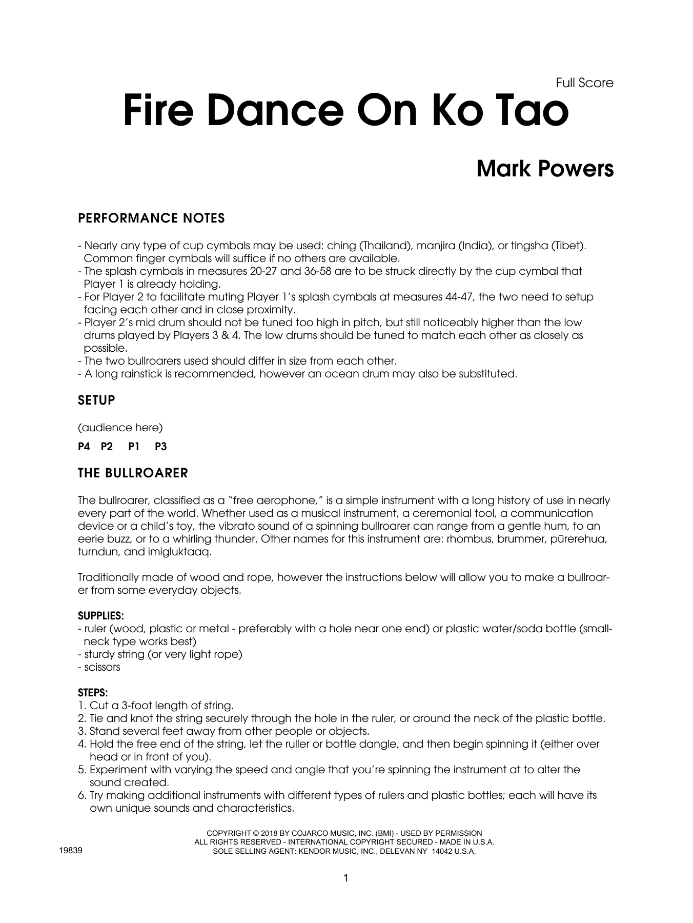 Learn to play Mark Powers Fire Dance On Ko Tao - Full Score sheet music for Percussion Ensemble in minutes. Mark Powers Fire Dance On Ko Tao - Full Score sheet music preview music notes and score for Percussion Ensemble including 6 page(s)