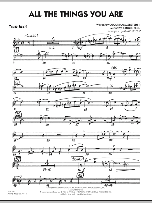 Mark Taylor All The Things You Are Tenor Sax 2 Sheet Music Download Pdf Score 292939