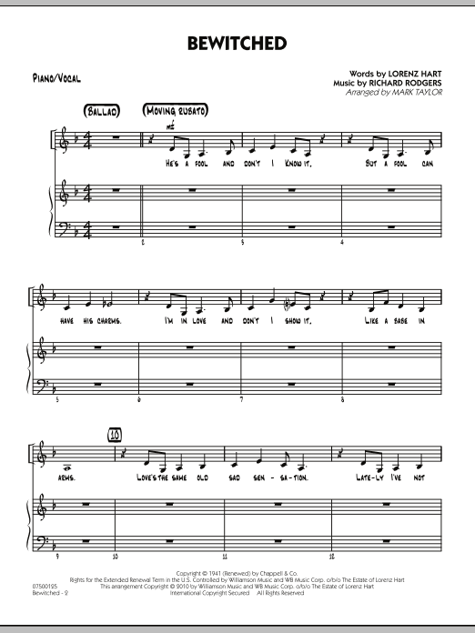 Learn to play Mark Taylor Bewitched - Piano/Vocal sheet music for Jazz Ensemble in minutes. Mark Taylor Bewitched - Piano/Vocal sheet music preview music notes and score for Jazz Ensemble including 6 page(s)
