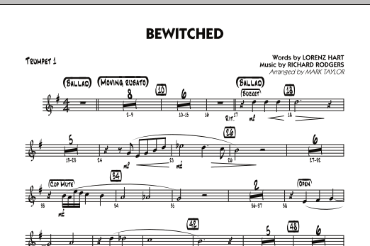 Learn to play Mark Taylor Bewitched - Trumpet 1 sheet music for Jazz Ensemble in minutes. Mark Taylor Bewitched - Trumpet 1 sheet music preview music notes and score for Jazz Ensemble including 1 page(s)