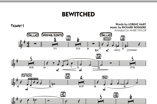 Learn to play Mark Taylor Bewitched - Trumpet 3 sheet music for Jazz Ensemble in minutes. Mark Taylor Bewitched - Trumpet 3 sheet music preview music notes and score for Jazz Ensemble including 1 page(s)