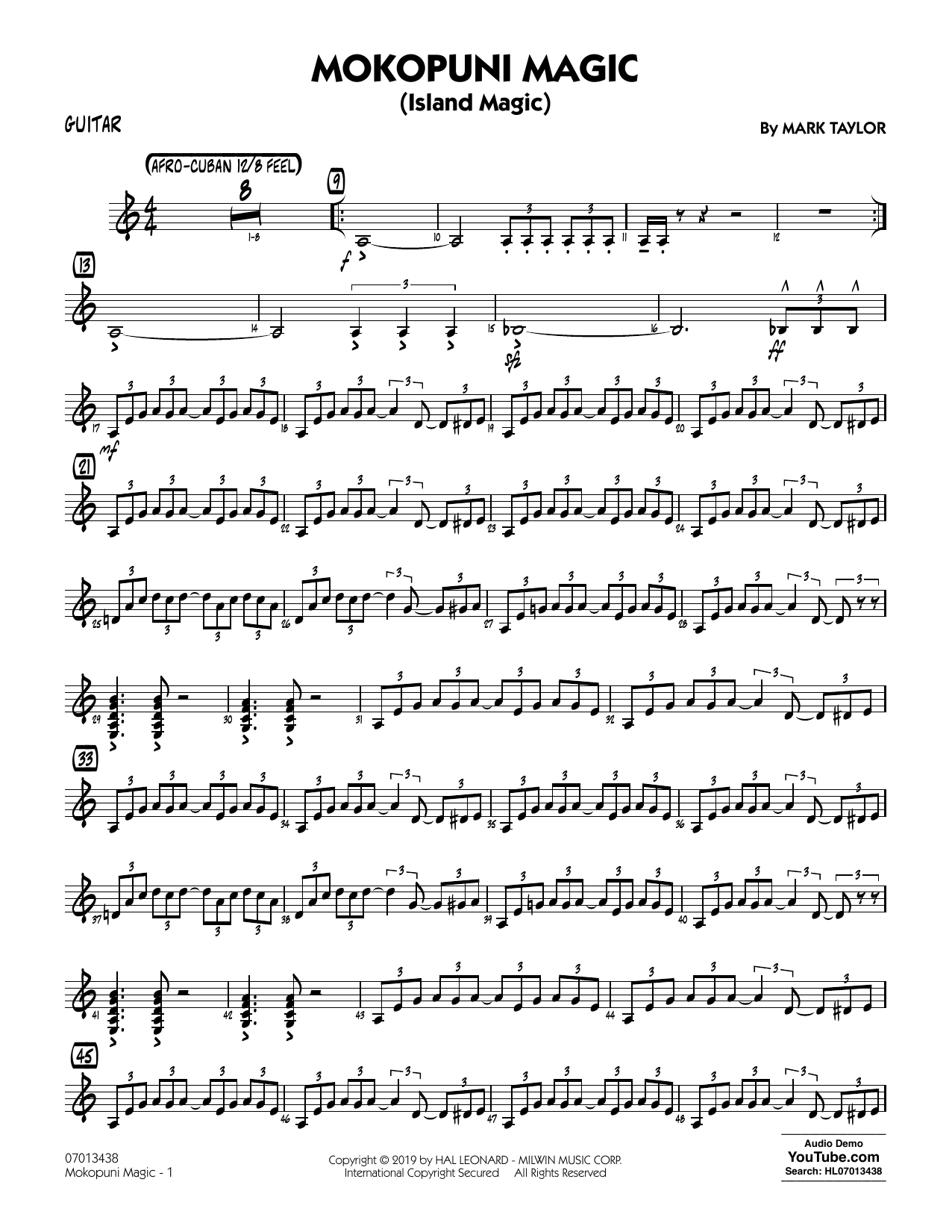 Learn to play Mark Taylor Mokopuni Magic (Island Magic) - Guitar sheet music for Jazz Ensemble in minutes. Mark Taylor Mokopuni Magic (Island Magic) - Guitar sheet music preview music notes and score for Jazz Ensemble including 3 page(s)