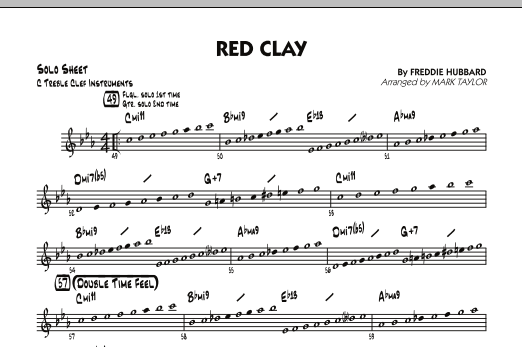 Learn to play Mark Taylor Red Clay - C Solo Sheet sheet music for Jazz Ensemble in minutes. Mark Taylor Red Clay - C Solo Sheet sheet music preview music notes and score for Jazz Ensemble including 2 page(s)
