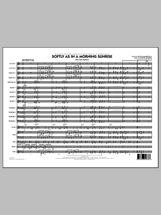 Learn to play Mark Taylor Softly as in a Morning Sunrise - Conductor Score (Full Score) sheet music for Jazz Ensemble in minutes. Mark Taylor Softly as in a Morning Sunrise - Conductor Score (Full Score) sheet music notes and chords