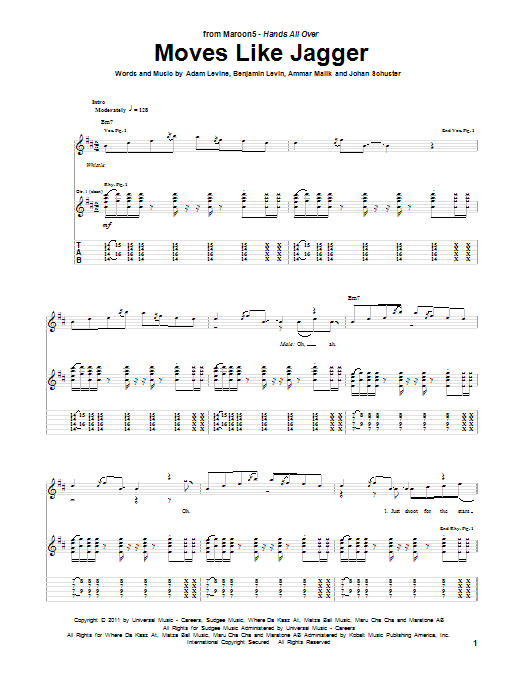Learn to play Maroon 5 Moves Like Jagger (feat. Christina Aguilera) sheet music for E-Z Play Today in minutes. Maroon 5 Moves Like Jagger (feat. Christina Aguilera) sheet music preview music notes and score for E-Z Play Today including 7 page(s)