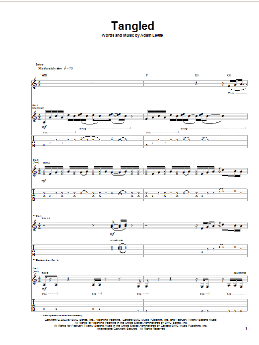 Learn to play Maroon 5 Tangled sheet music for Melody Line, Lyrics & Chords in minutes. Maroon 5 Tangled sheet music preview music notes and score for Melody Line, Lyrics & Chords including 3 page(s)