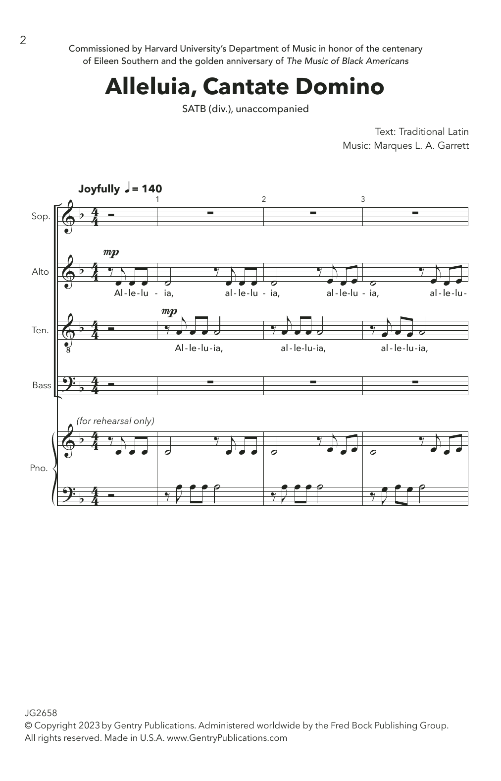 Marques L.A. Garrett Alleluia, Cantate Domino sheet music, chords, lyrics - Printable PDF for Choir