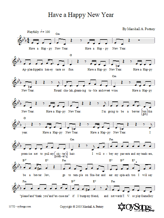 Learn to play Marshall Portnoy Have a Happy New Year sheet music for Melody Line, Lyrics & Chords in minutes. Marshall Portnoy Have a Happy New Year sheet music notes and chords