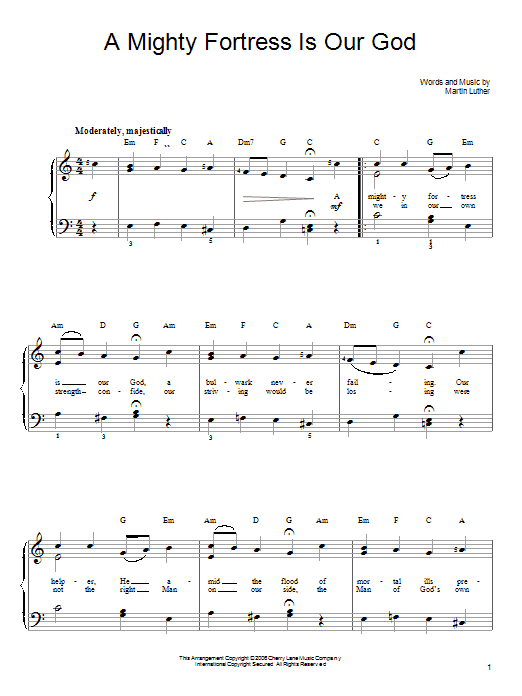 Learn to play Martin Luther A Mighty Fortress Is Our God sheet music for Guitar Tab in minutes. Martin Luther A Mighty Fortress Is Our God sheet music preview music notes and score for Guitar Tab including 2 page(s)