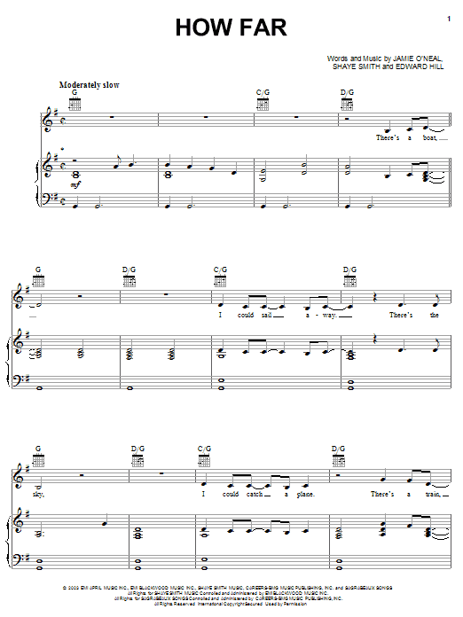 Learn to play Martina McBride How Far sheet music for Piano, Vocal & Guitar (Right-Hand Melody) in minutes. Martina McBride How Far sheet music preview music notes and score for Piano, Vocal & Guitar (Right-Hand Melody) including 6 page(s)