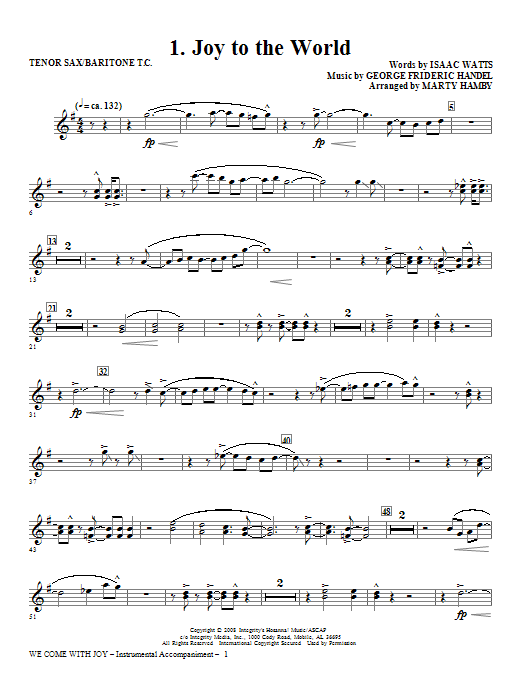 Marty Hamby We Come With Joy Orchestration - Bb Tenor Sax/Bar. TC (Trb 1,2) sheet music, chords, lyrics - Printable PDF for Choir Instrumental Pak