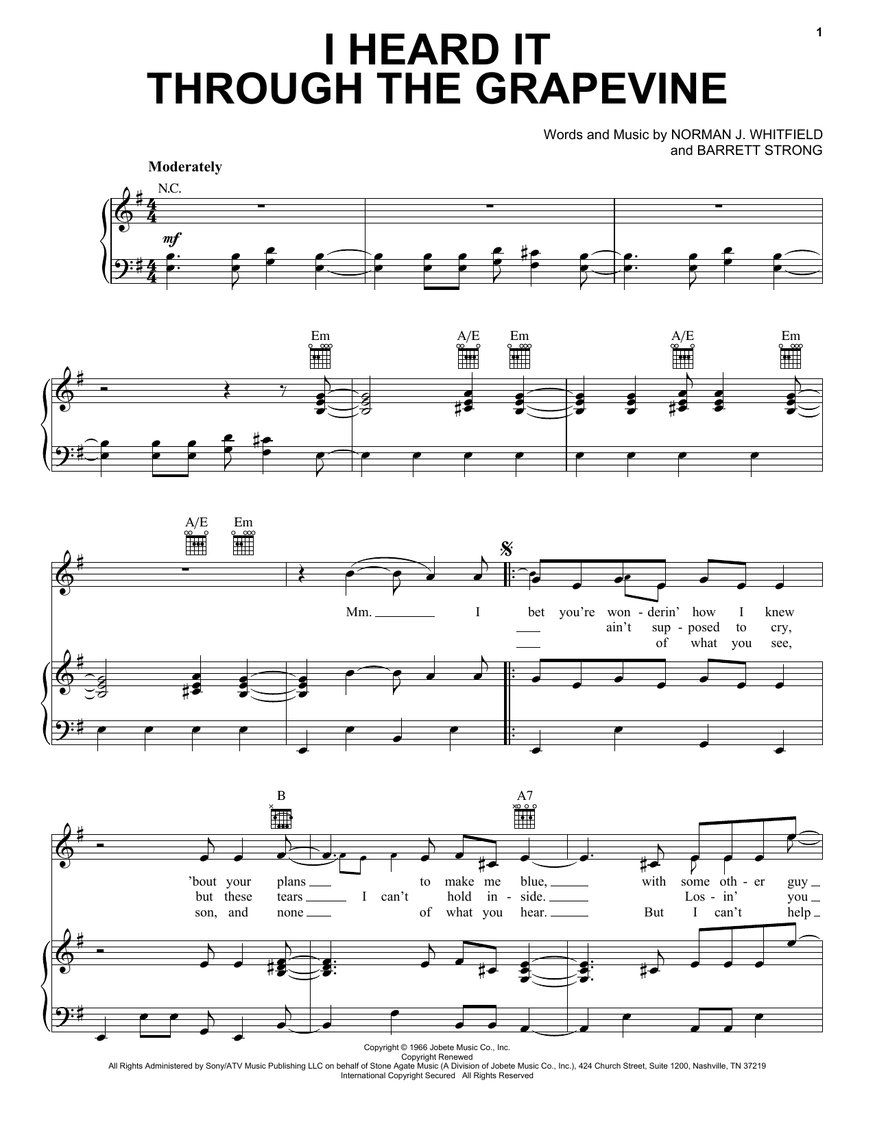 Learn to play Marvin Gaye I Heard It Through The Grapevine sheet music for Easy Piano in minutes. Marvin Gaye I Heard It Through The Grapevine sheet music notes and chords