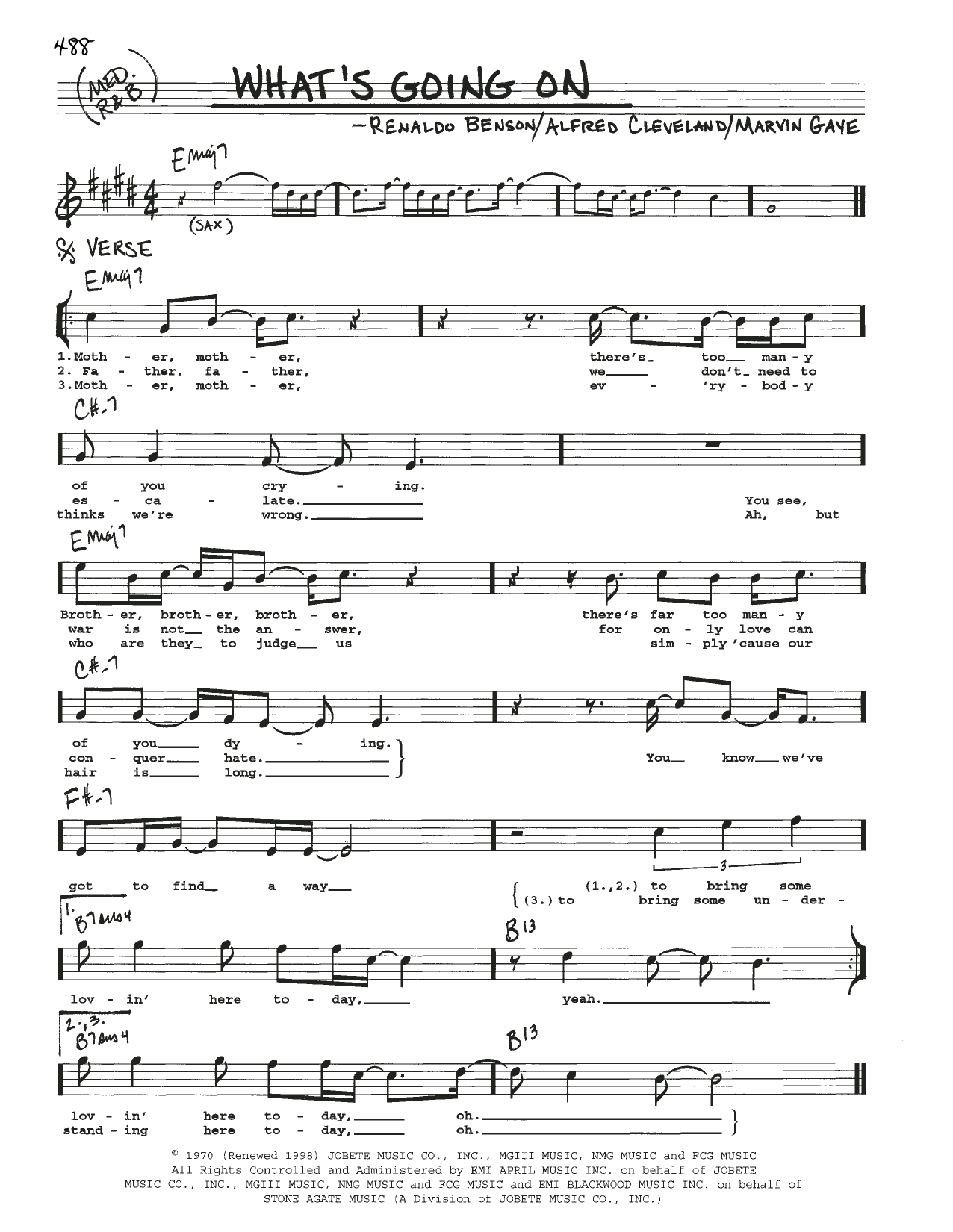 Learn to play Marvin Gaye What's Going On sheet music for Piano, Vocal & Guitar (Right-Hand Melody) in minutes. Marvin Gaye What's Going On sheet music notes and chords