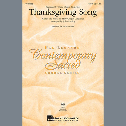 Mary Chapin Carpenter Thanksgiving Song (arr. John Purifoy) profile picture