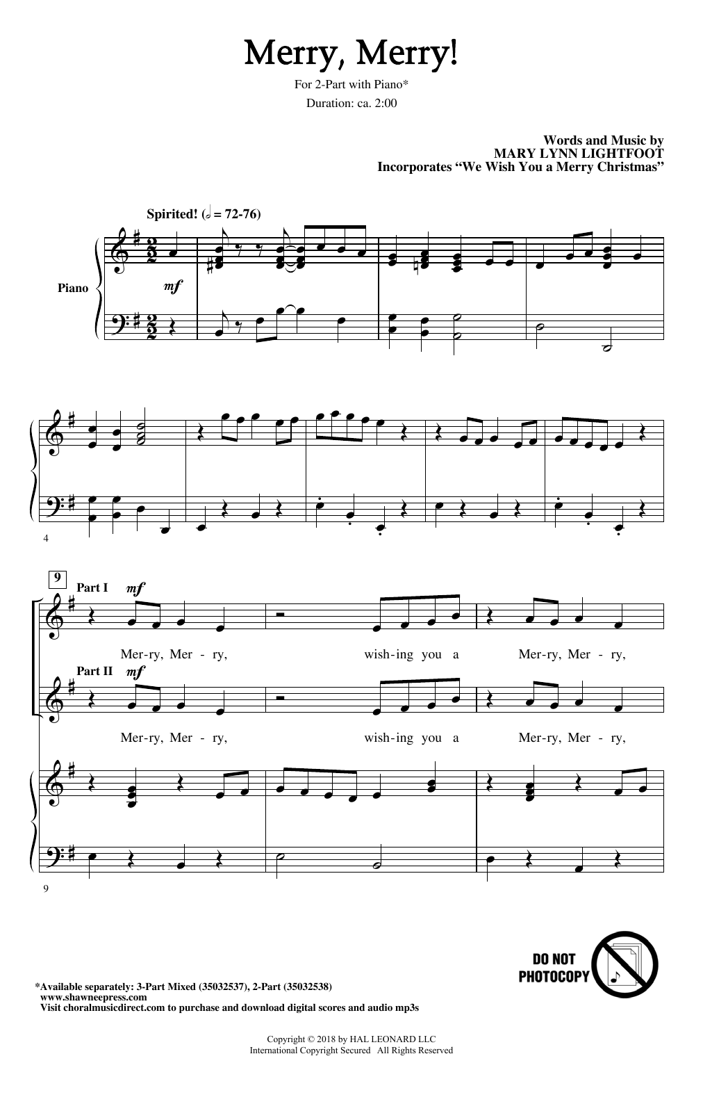 Mary Lynn Lightfoot Merry, Merry! sheet music, chords, lyrics - Printable PDF for 3-Part Mixed Choir