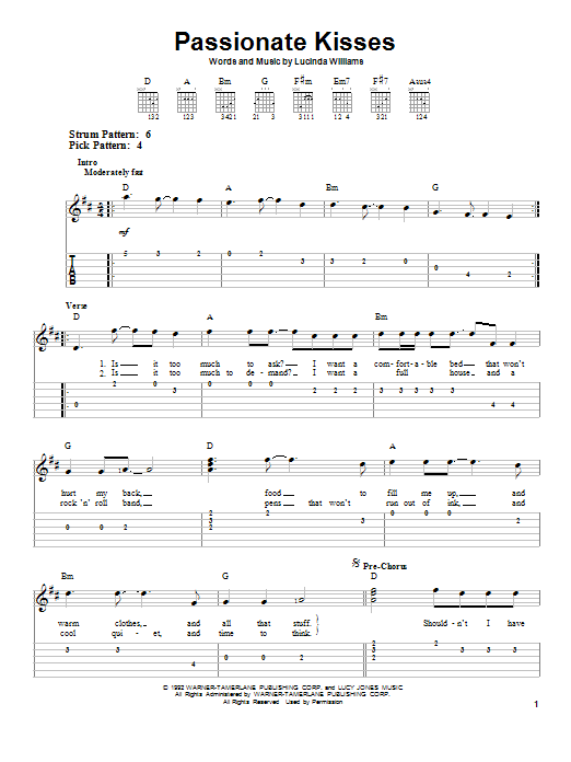 Learn to play Mary Chapin Carpenter Passionate Kisses sheet music for Easy Piano in minutes. Mary Chapin Carpenter Passionate Kisses sheet music preview music notes and score for Easy Piano including 5 page(s)