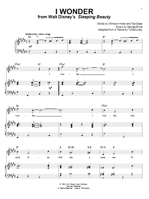 Learn to play Mary Costa I Wonder (from Sleeping Beauty) sheet music for Piano, Vocal & Guitar (Right-Hand Melody) in minutes. Mary Costa I Wonder (from Sleeping Beauty) sheet music notes and chords
