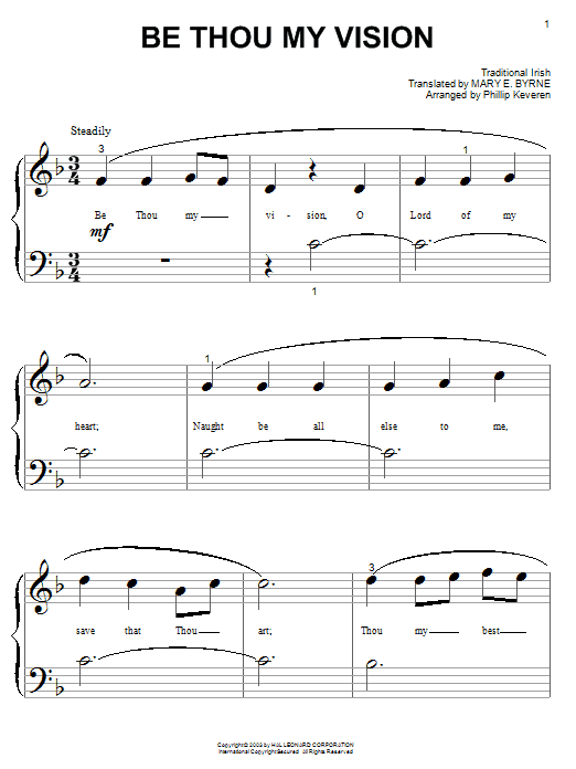 Learn to play Mary E. Byrne Be Thou My Vision sheet music for Easy Piano in minutes. Mary E. Byrne Be Thou My Vision sheet music notes and chords