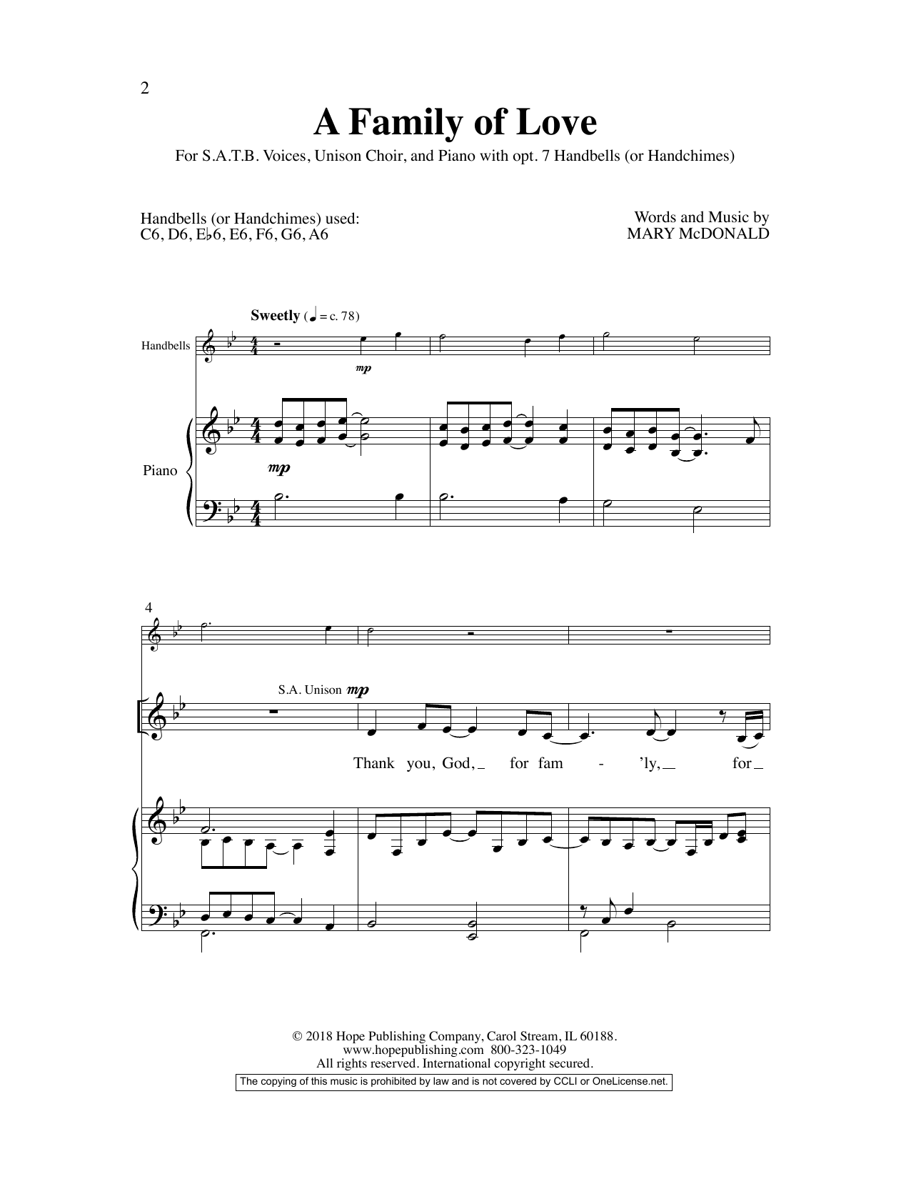 Learn to play Mary McDonald A Family Of Love sheet music for Choir in minutes. Mary McDonald A Family Of Love sheet music preview music notes and score for Choir including 15 page(s)