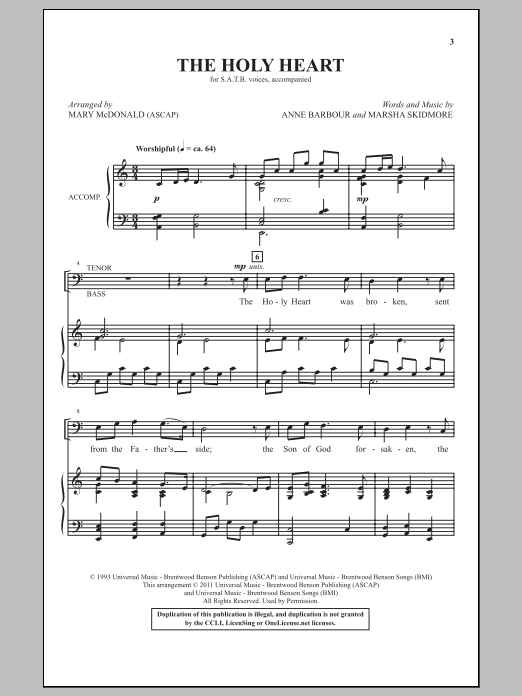 Learn to play Mary McDonald The Holy Heart sheet music for SATB in minutes. Mary McDonald The Holy Heart sheet music notes and chords