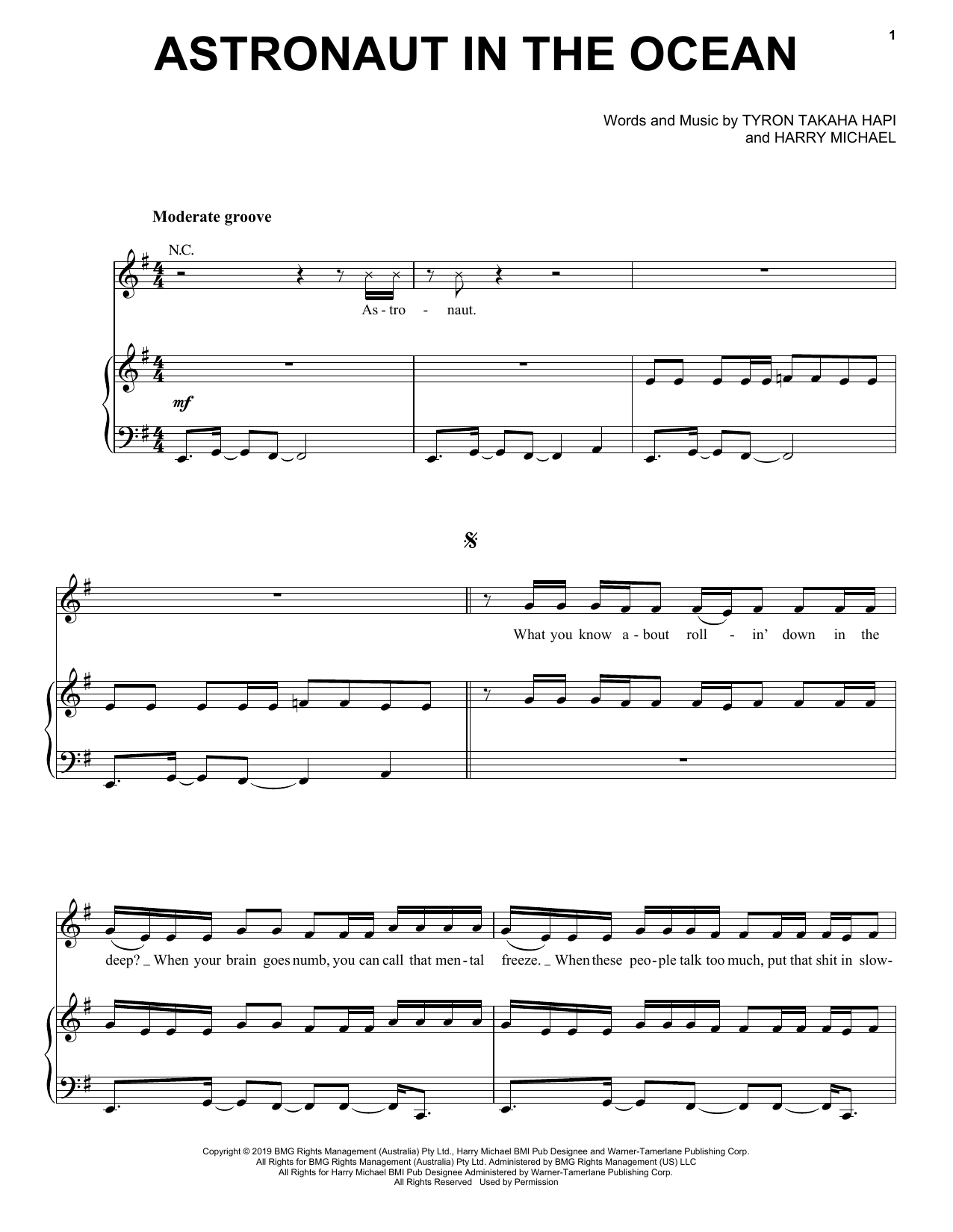 Learn to play Masked Wolf Astronaut In The Ocean sheet music for Piano, Vocal & Guitar Chords (Right-Hand Melody) in minutes. Masked Wolf Astronaut In The Ocean sheet music preview music notes and score for Piano, Vocal & Guitar Chords (Right-Hand Melody) including 5 page(s)