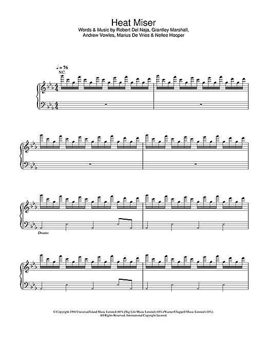 Learn to play Massive Attack Heat Miser sheet music for Piano in minutes. Massive Attack Heat Miser sheet music notes and chords