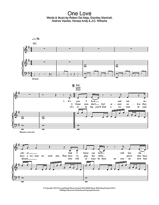 Learn to play Massive Attack One Love sheet music for Piano, Vocal & Guitar in minutes. Massive Attack One Love sheet music notes and chords