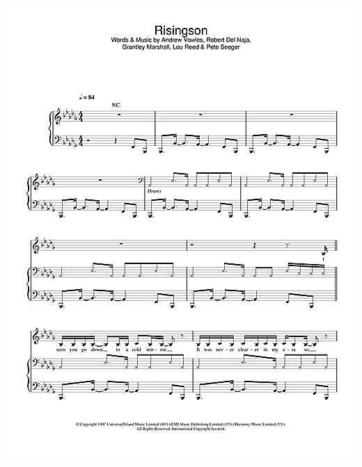Learn to play Massive Attack Risingson sheet music for Piano, Vocal & Guitar in minutes. Massive Attack Risingson sheet music notes and chords