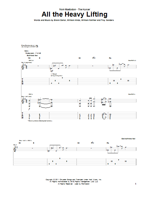 Learn to play Mastodon All The Heavy Lifting sheet music for Guitar Tab in minutes. Mastodon All The Heavy Lifting sheet music preview music notes and score for Guitar Tab including 11 page(s)