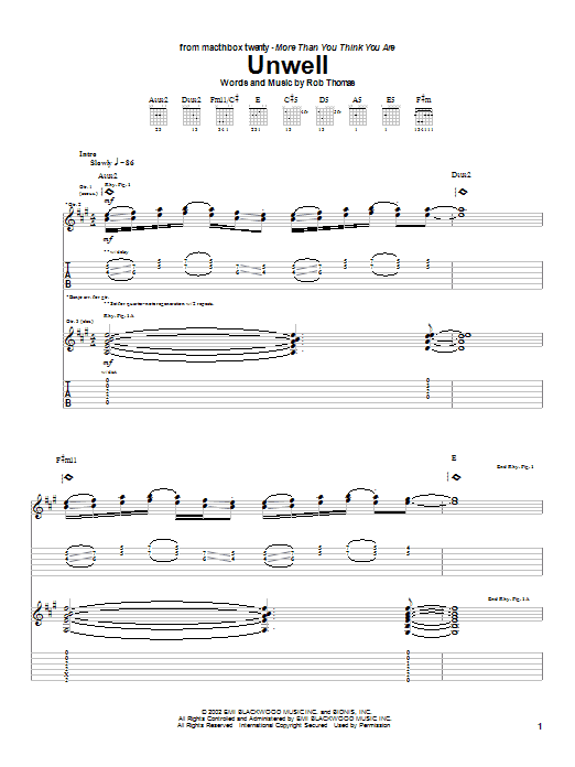 Learn to play Matchbox Twenty Unwell sheet music for Guitar Tab in minutes. Matchbox Twenty Unwell sheet music notes and chords