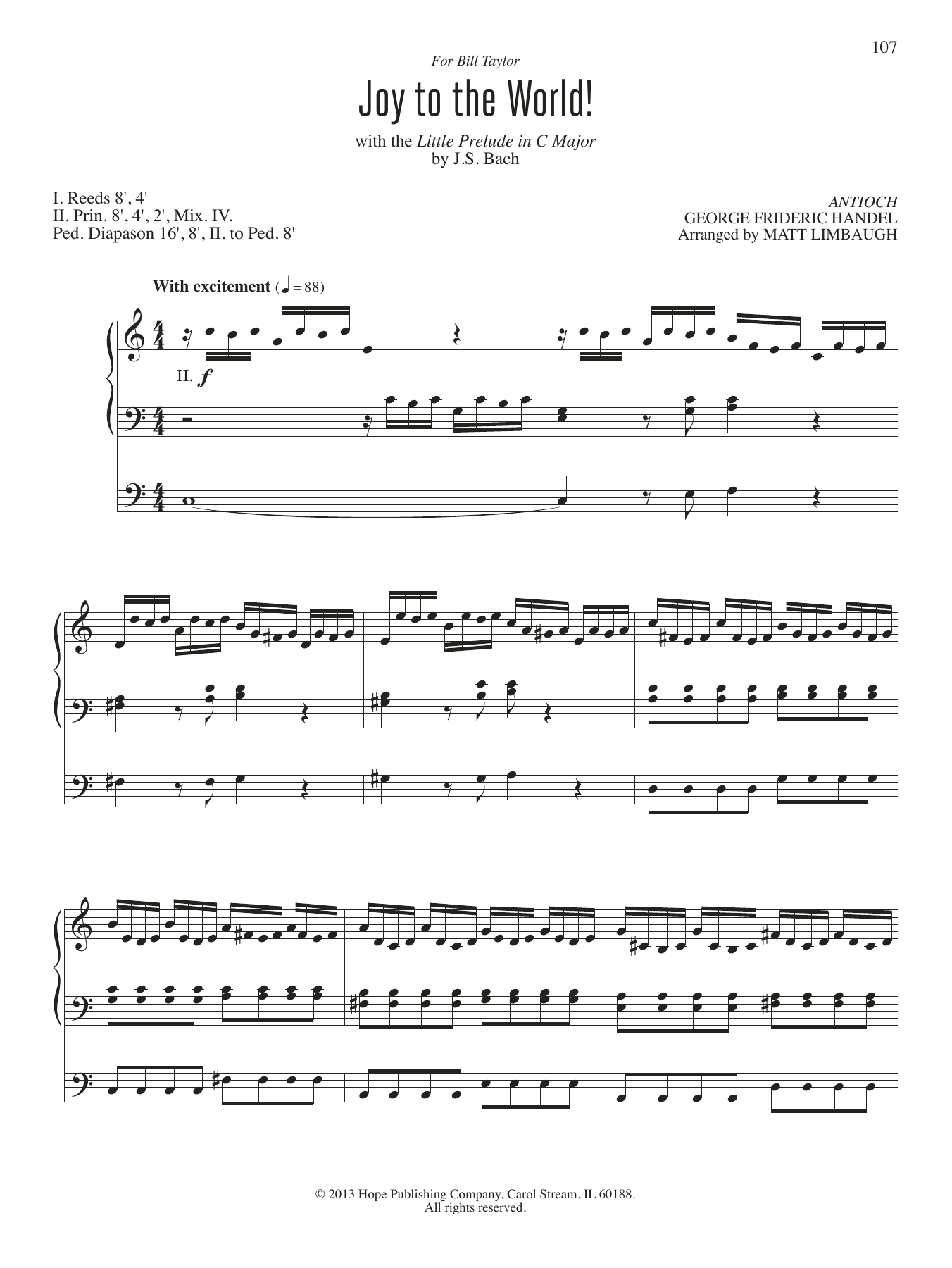 Matt Limbaugh Joy to the World! sheet music, chords, lyrics - Printable PDF for Organ
