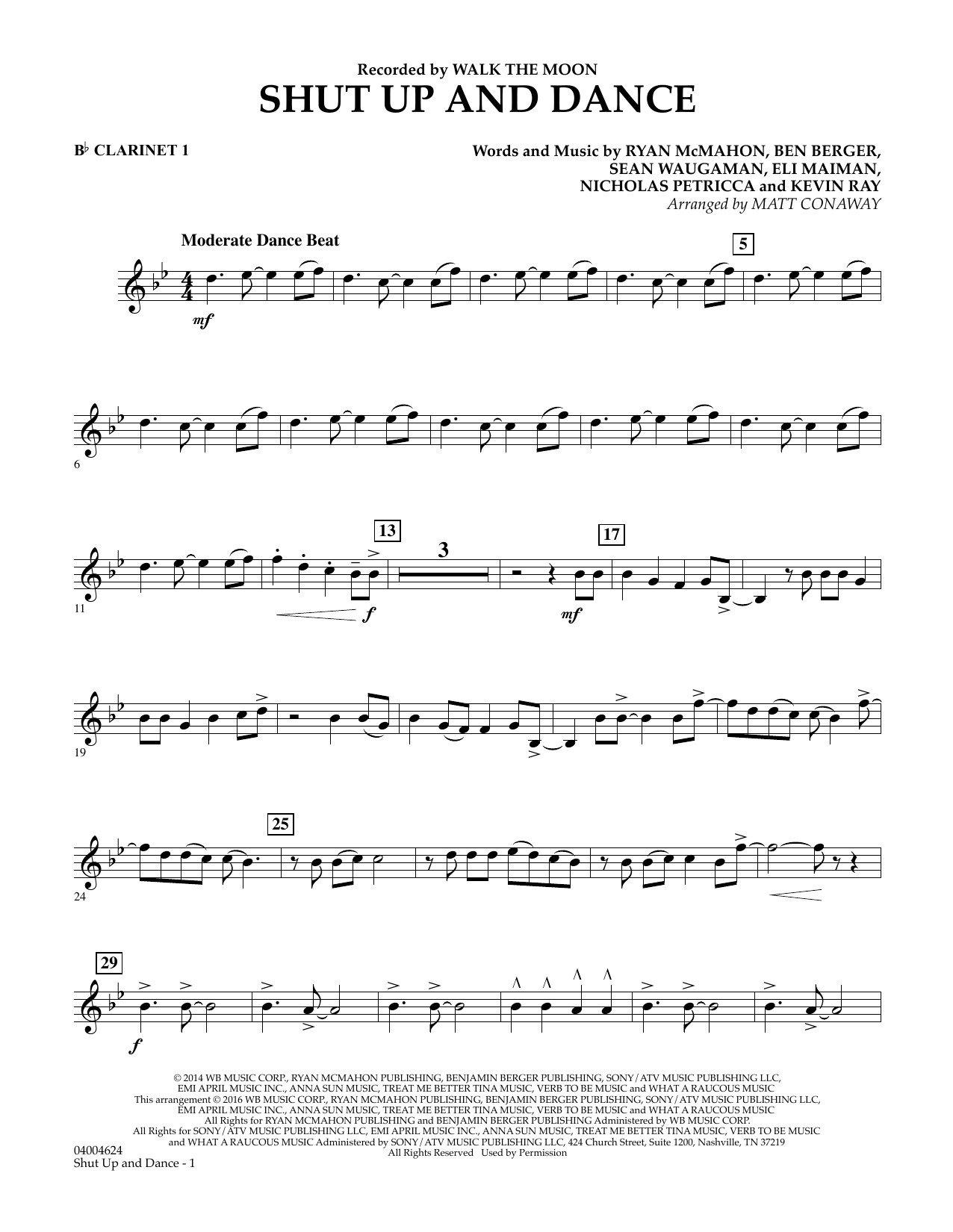 Learn to play Matt Conaway Shut Up And Dance - Bb Clarinet 1 sheet music for Concert Band in minutes. Matt Conaway Shut Up And Dance - Bb Clarinet 1 sheet music preview music notes and score for Concert Band including 2 page(s)