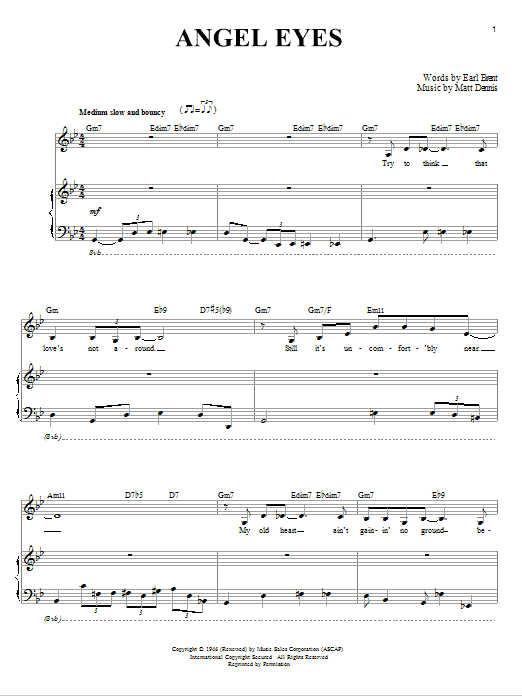 Learn to play Earl Brent & Matt Dennis Angel Eyes sheet music for Piano in minutes. Earl Brent & Matt Dennis Angel Eyes sheet music notes and chords