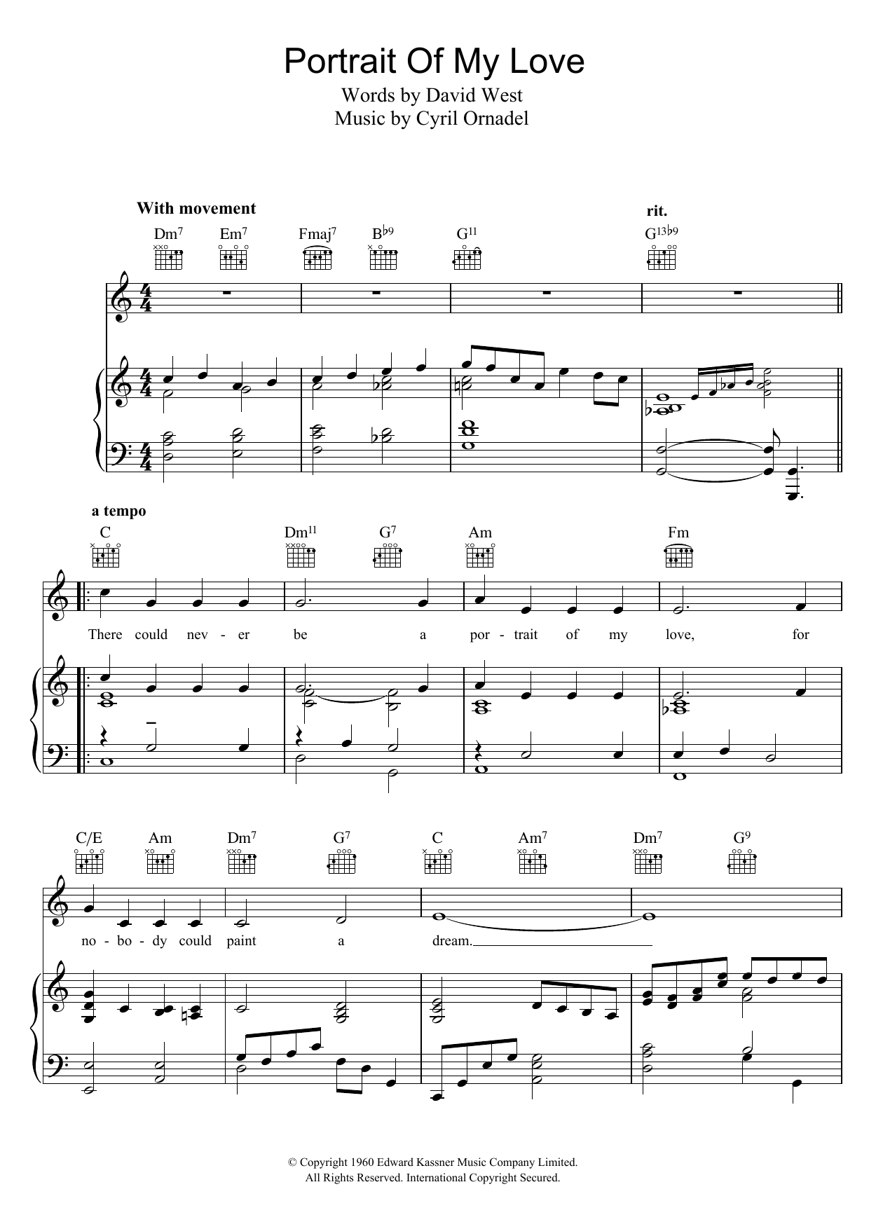Learn to play Matt Monro Portrait Of My Love sheet music for Piano, Vocal & Guitar (Right-Hand Melody) in minutes. Matt Monro Portrait Of My Love sheet music preview music notes and score for Piano, Vocal & Guitar (Right-Hand Melody) including 3 page(s)